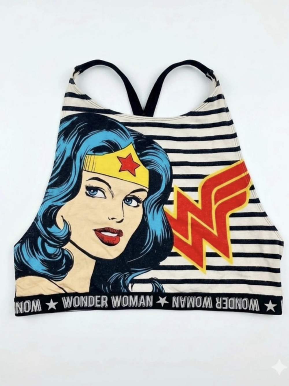 DC Comics Wonder Woman Striped Graphic Tank Top in Black & White Like Size XL
